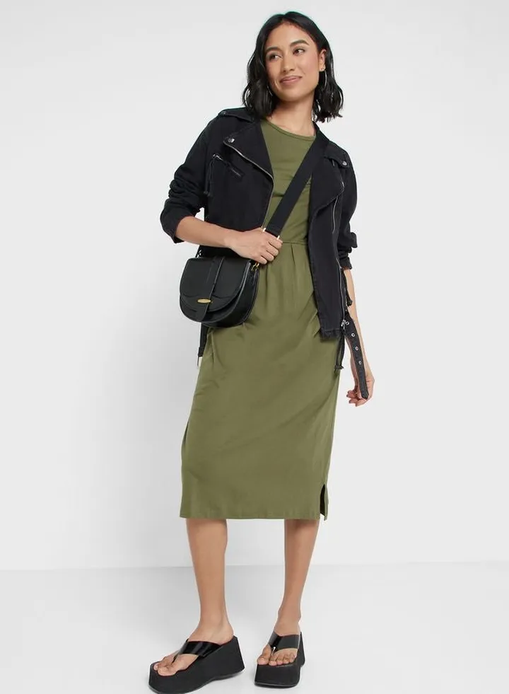 Pleated T-Shirt Midi Dress
