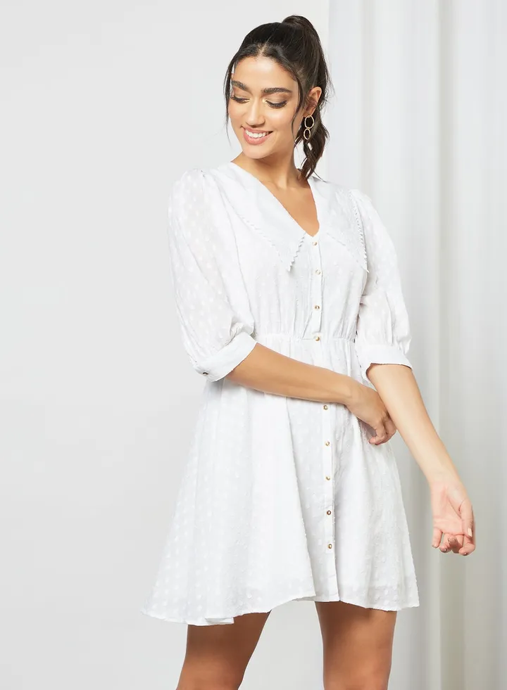 Dotted Mini Dress White