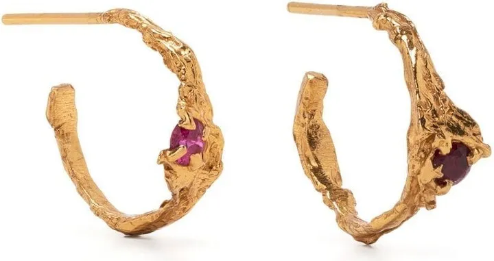 Gold-Plated Ruby Earrings