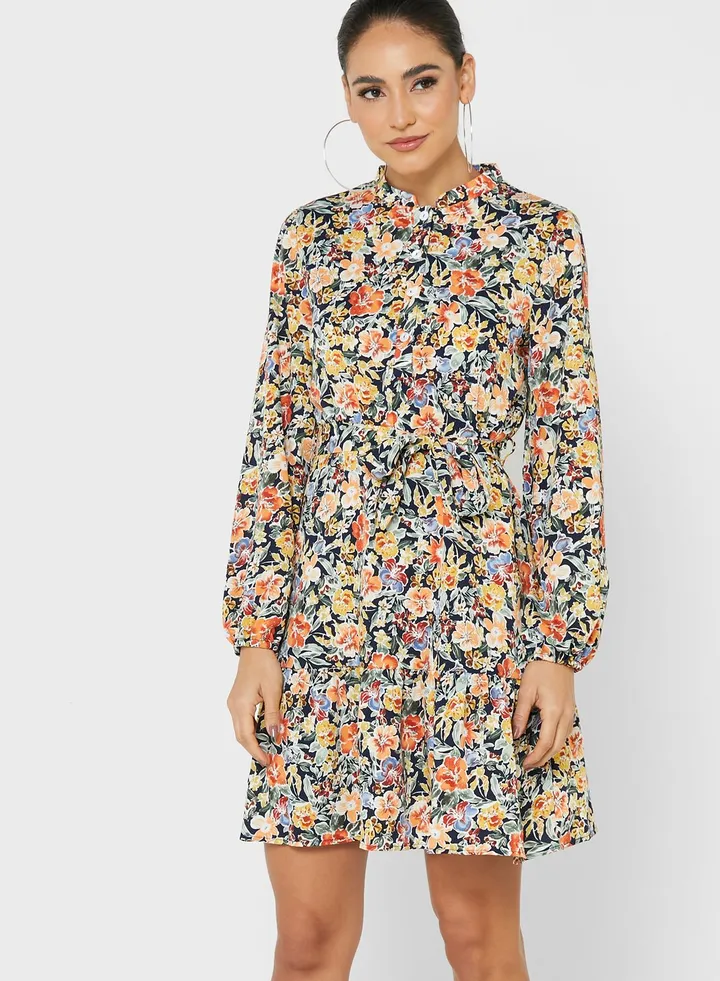 Printed Belt Dress