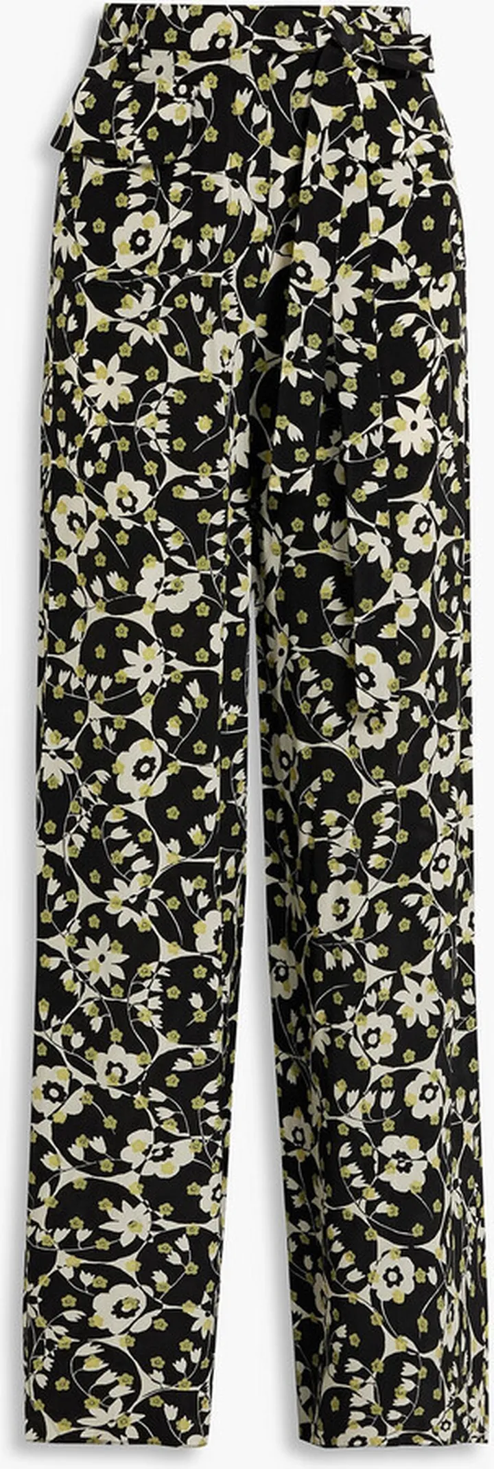 Floral-print silk-crepe wide-leg pants