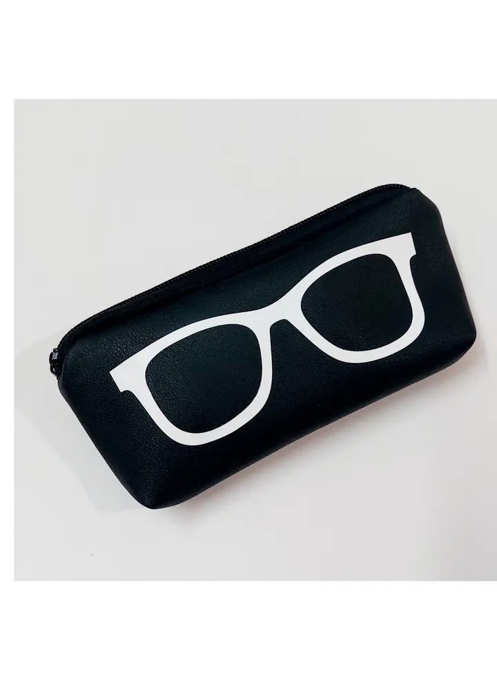 Faux leather black eyeglasses soft case