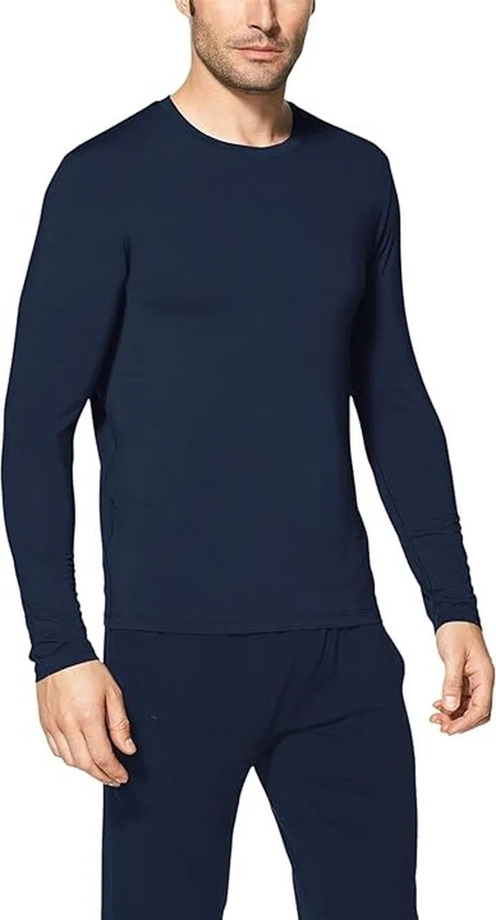 Tommy John Second Skin Lounge Long Sleeve Crew Neck Tee (Dress Blues) Men's Pajama