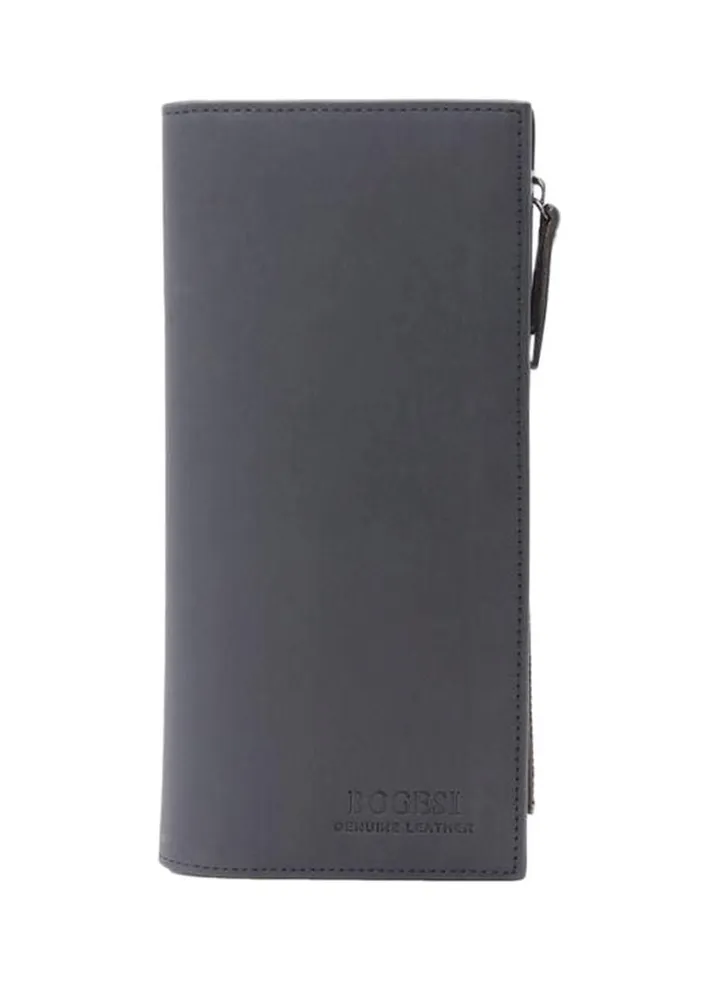 Leather Bifold Wallet Grey