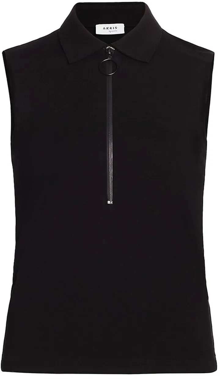 Sleeveless Front Zip Polo Shirt