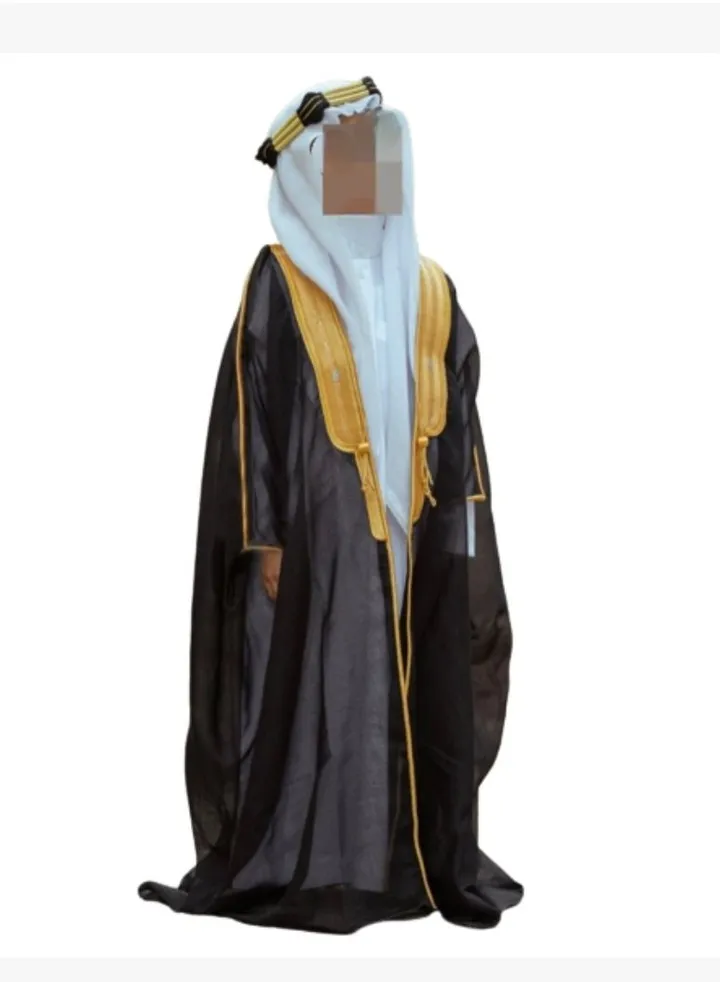 My children's bisht, black, golden, luxurious, royal, woolen, the bisht or the mushalh is associated with a long-standing connection with the Gulf man, as it is not a traditional dress, but rather a s