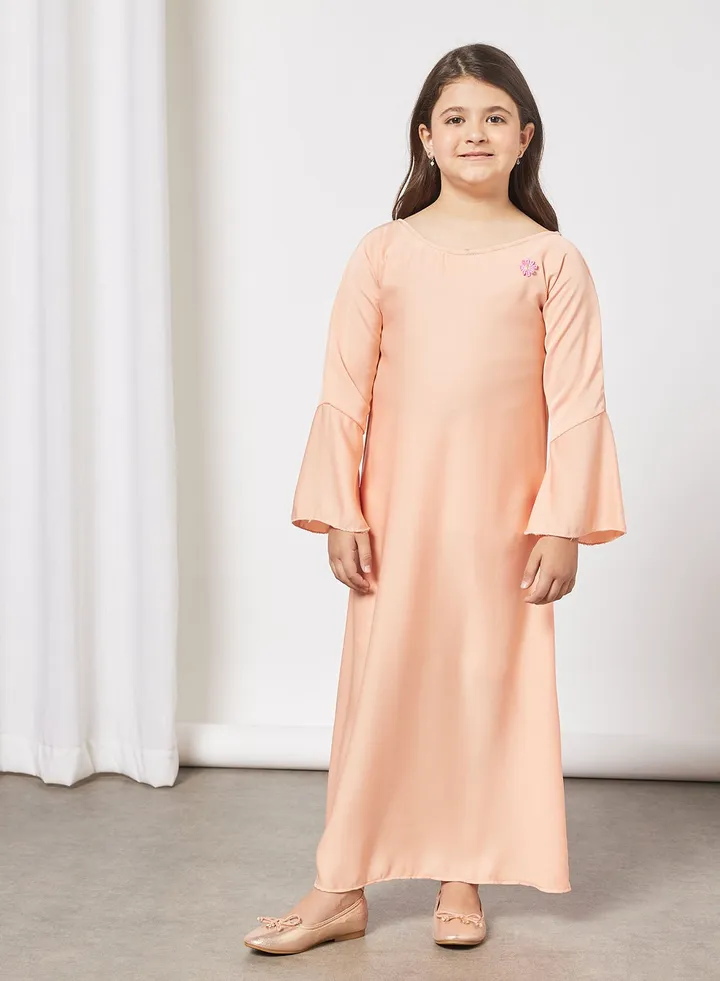 Kids Butterfly Abaya With Contrasting Embellishment