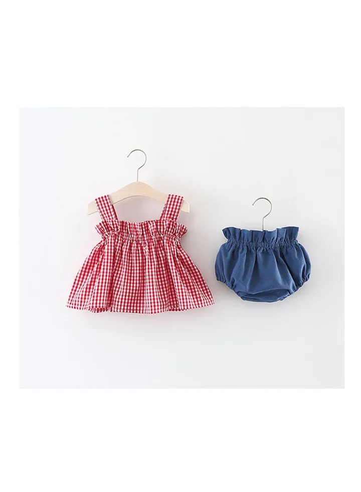 Sleeveless Vest and Shorts Set Red/Blue