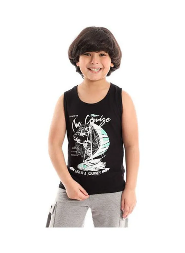 Casual Round Neck Undershirt Black