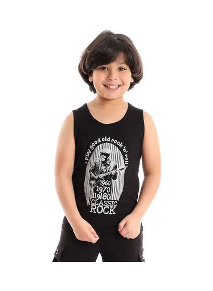 Casual Round Neck Vest Black