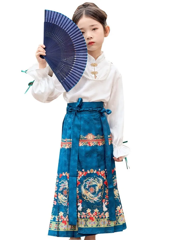 girl Disguise Original Ming Dynasty Hanfu Chinese Traditional Costumes Ma Mian Qun Modernized Hanbok