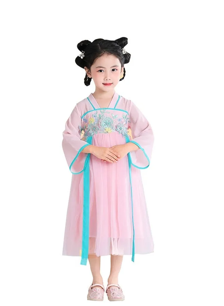 Hanfu Girls Spring and Summer Children's Tang Suit Ancient Style Super Fairy Chinese Style Dress Ancient Princess Girl