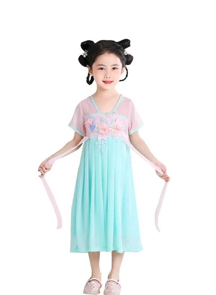 Hanfu Girls Spring and Summer Children's Tang Suit Ancient Style Super Fairy Chinese Style Dress Ancient Princess Girl
