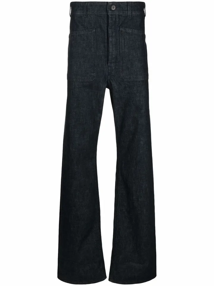 Wide-Leg Patch Pocket Jeans