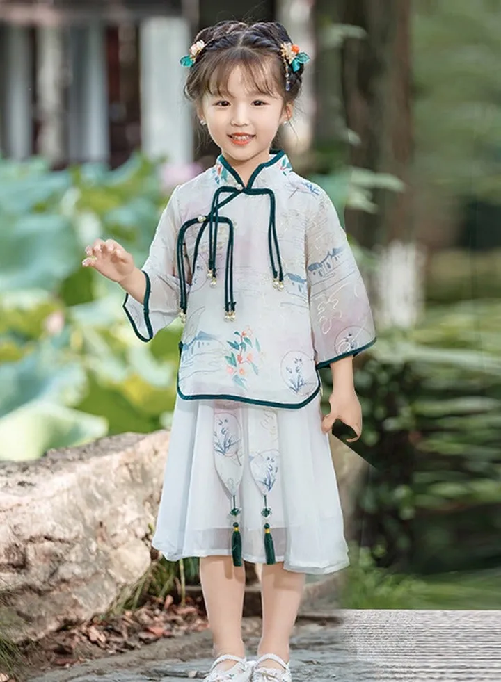Hanfu Girl Traditional Chinese Dress School Clothes Style Ancient Children's Performance Students Modern Hanfu Kids
