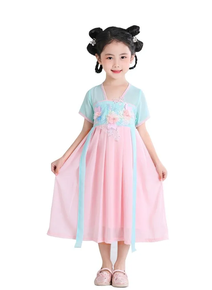 Hanfu Girls Spring and Summer Children's Tang Suit Ancient Style Super Fairy Chinese Style Dress Ancient Princess Girl