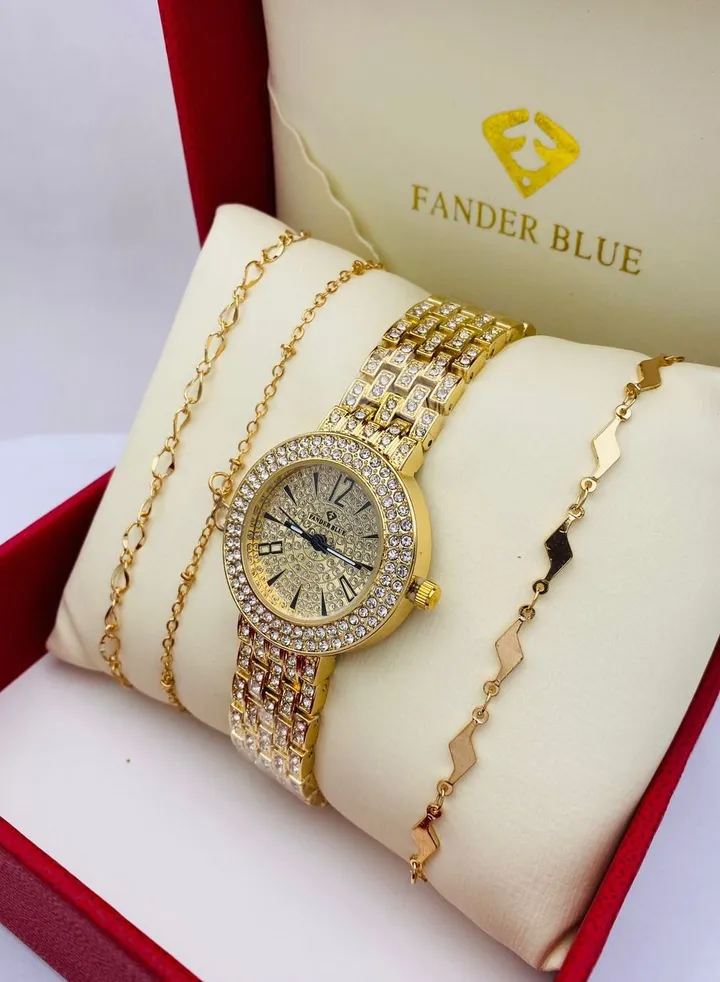 Vanderblue women's set consisting of a crystal wrist watch and a set of bracelets