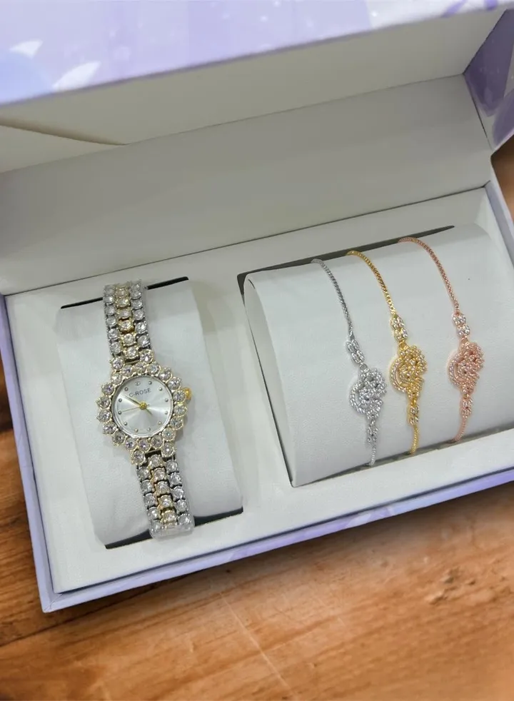 High quality waterproof women's watch gift set
