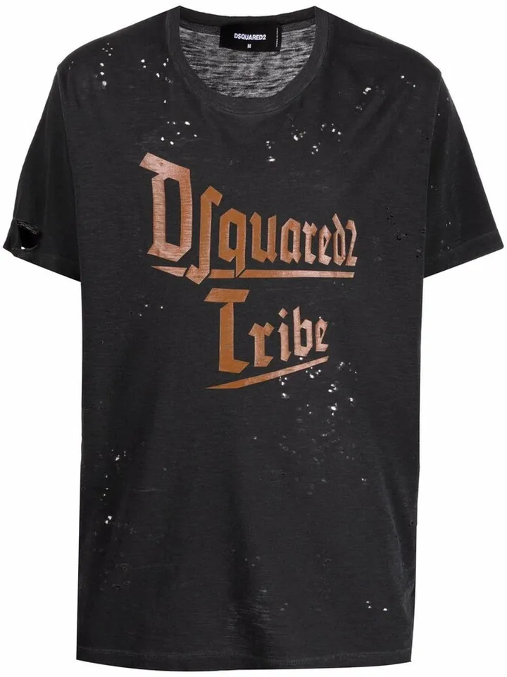 distressed logo-print T-shirt