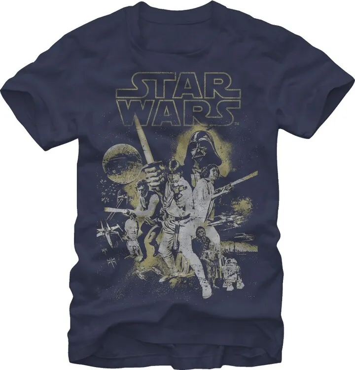 Men's Star Wars Poster Throwback T-Shirt - Navy Blue - X Large