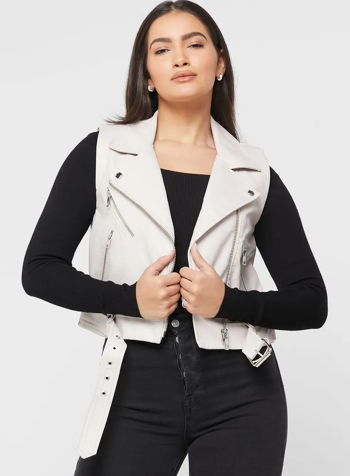 Pocket Detail Pu Jacket