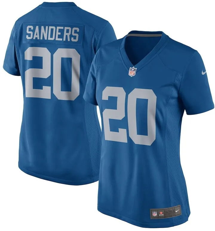 Women's Barry Sanders Blue Detroit Lions 2017 Throwback Retired Player Game Jersey