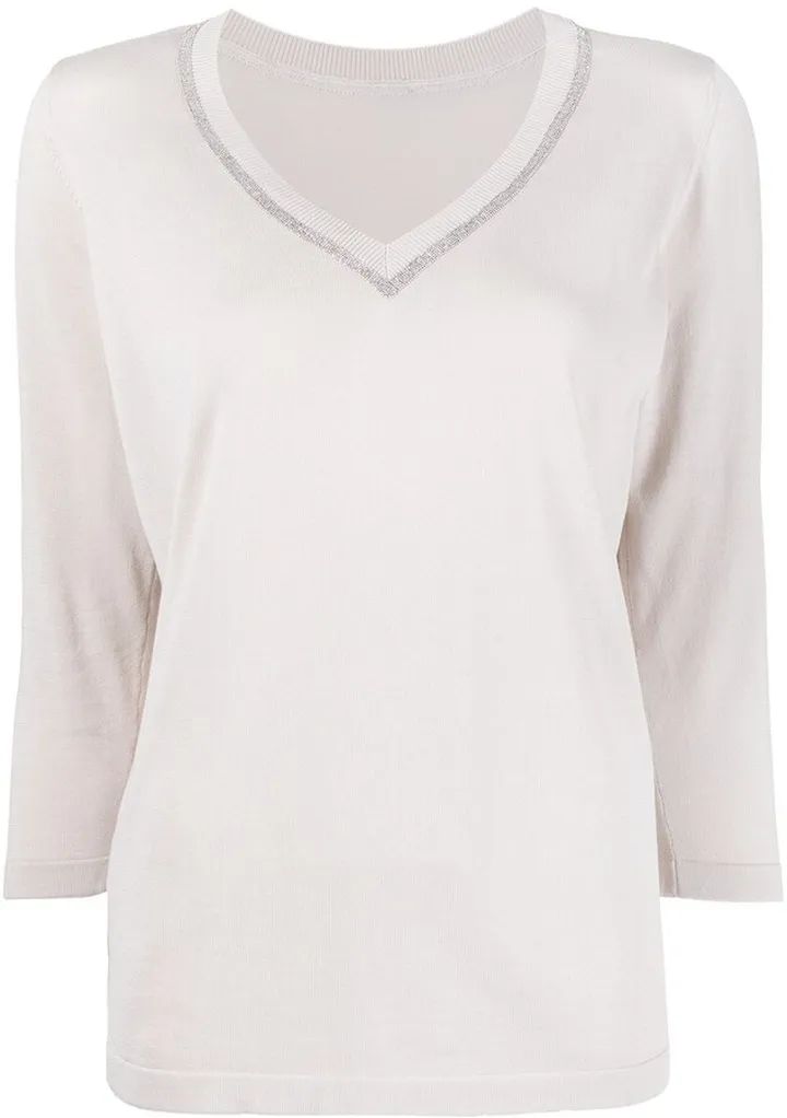 V-neck cotton jumper
