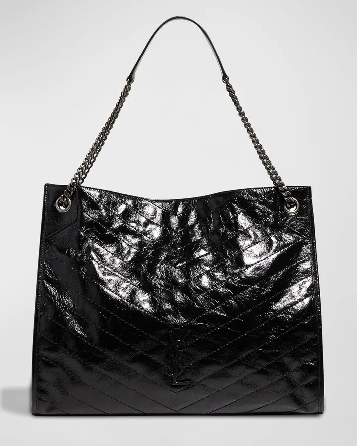 Niki Large Crinkled Calf Shopper Tote Bag