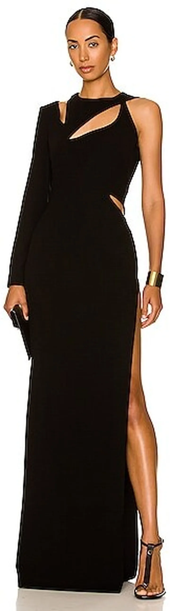MONOT One Shoulder Cut Out Gown in Black