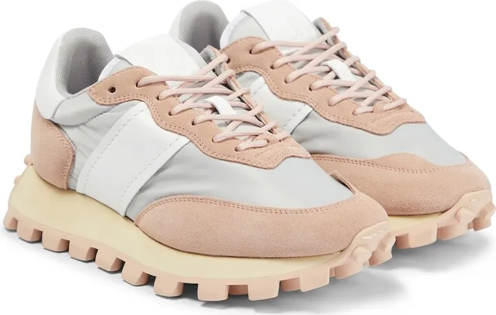 Suede and mesh platform sneakers