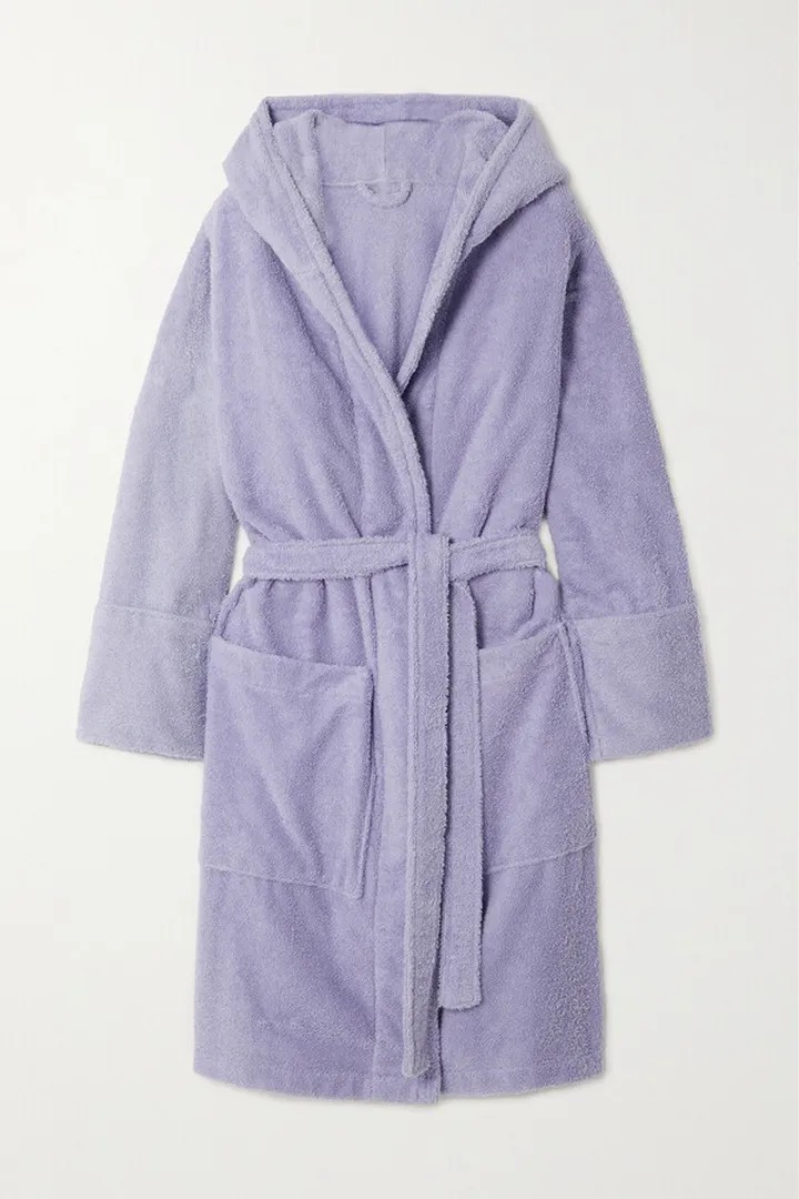 Tekla - Hooded Organic Cotton-blend Terry Robe - Purple