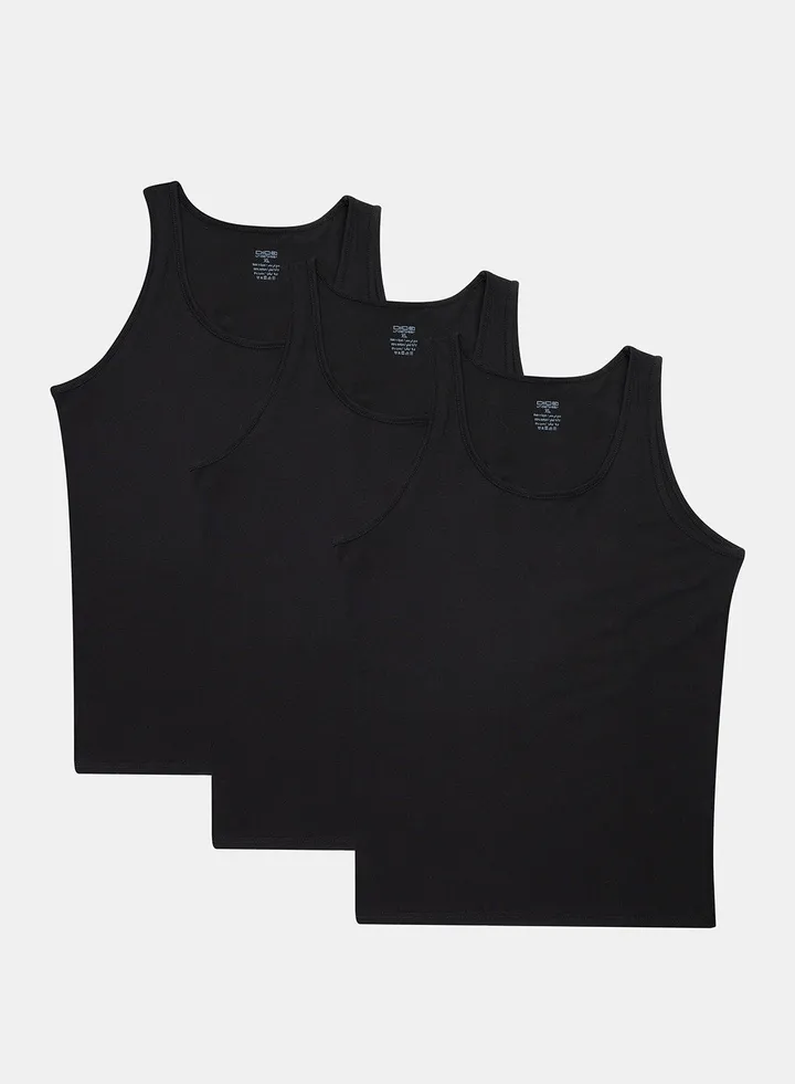 Pack Of 3 Sleeveless Black T-Shirt
