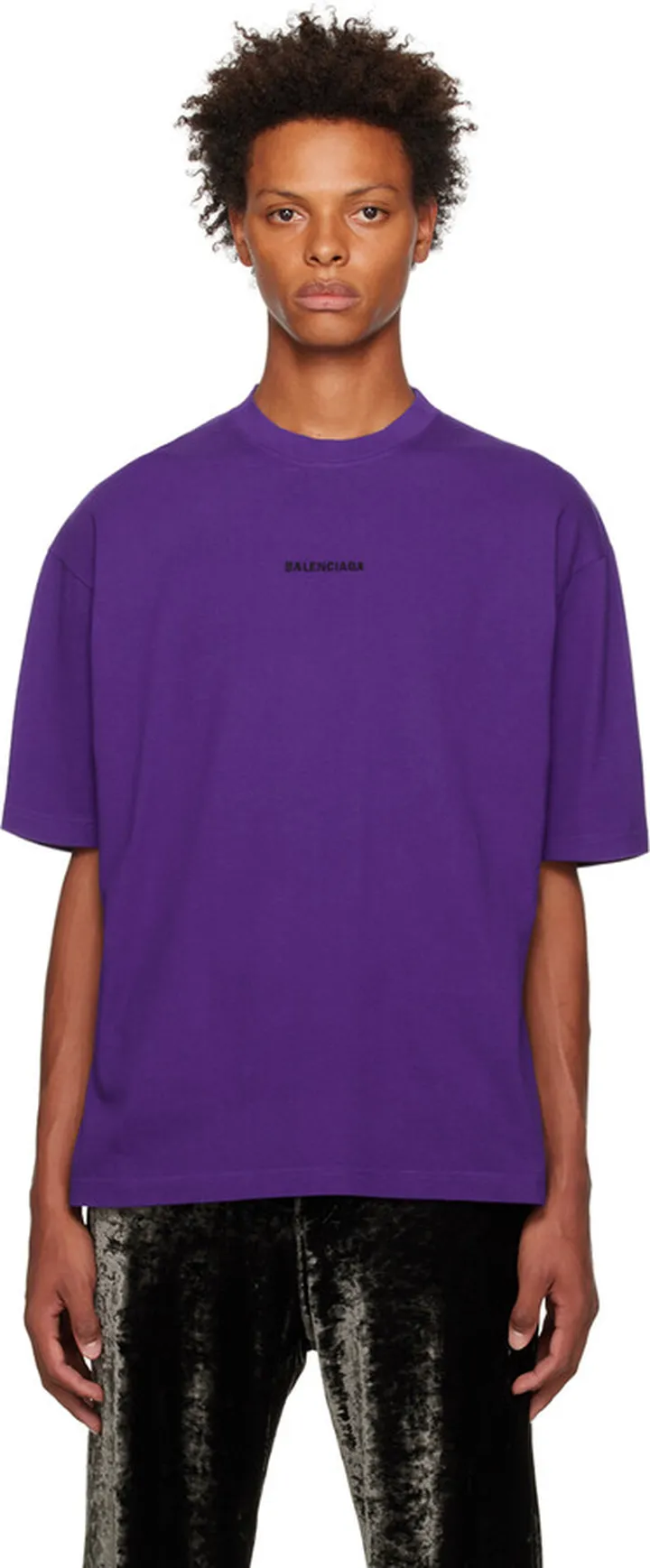 Balenciaga Purple Embroidered T-Shirt