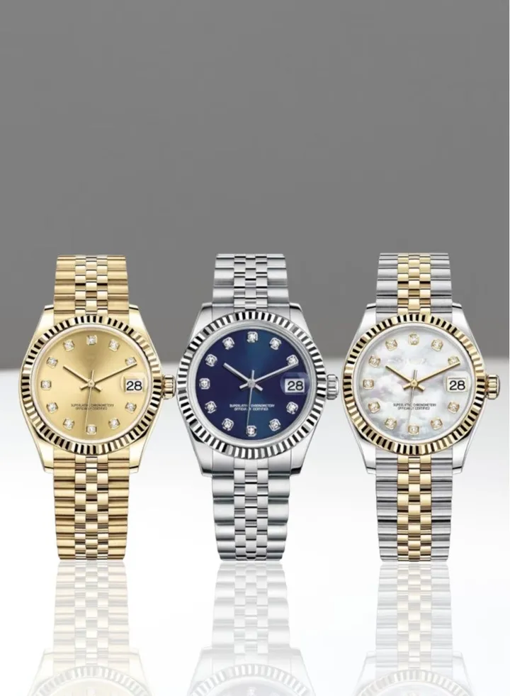 A set of three high-quality waterproof women's watches inspired by the famous Rolex watches
