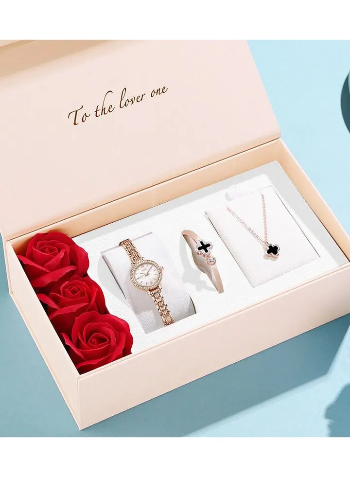 Women's Watches Fashionable Classic Simple Ladies Popular Waterproof Watches Business Diamond Decoration Bangle Bracelets Necklaces Necklaces Rings Earrings