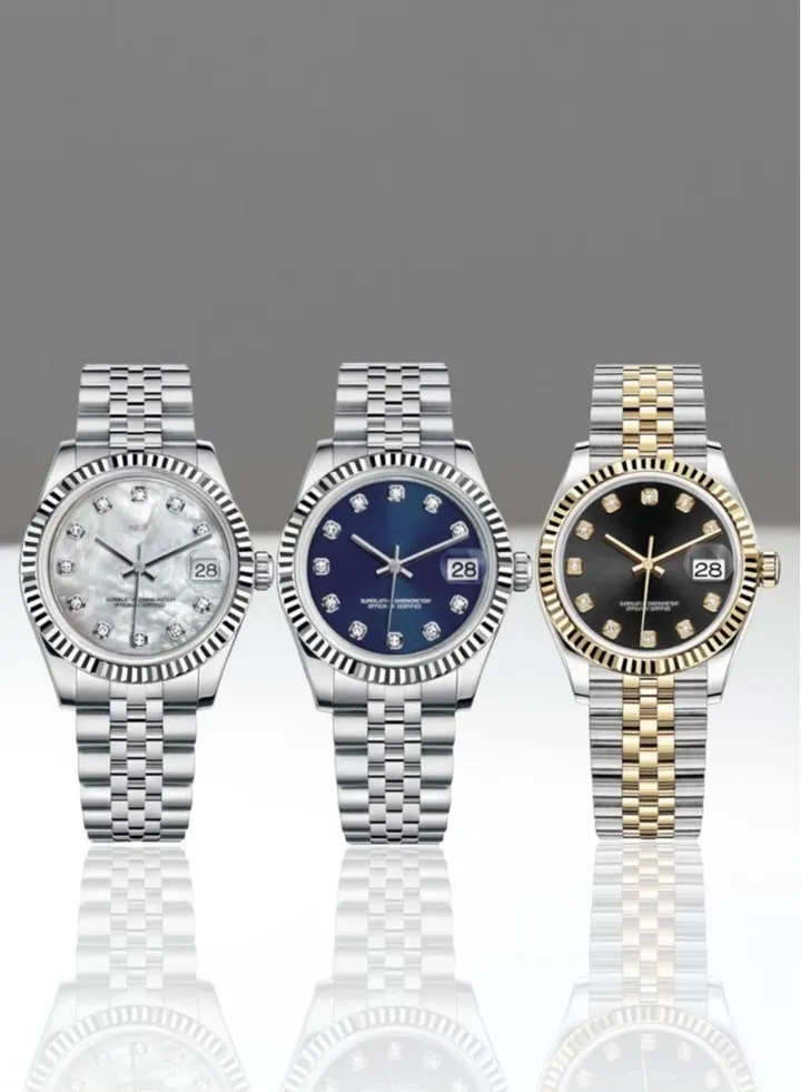 A set of three high-quality waterproof women's watches inspired by the famous Rolex watches