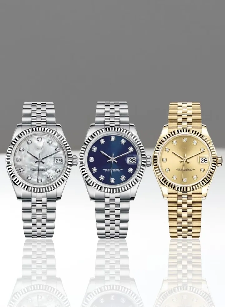 A set of three high-quality waterproof women's watches inspired by the famous Rolex watches
