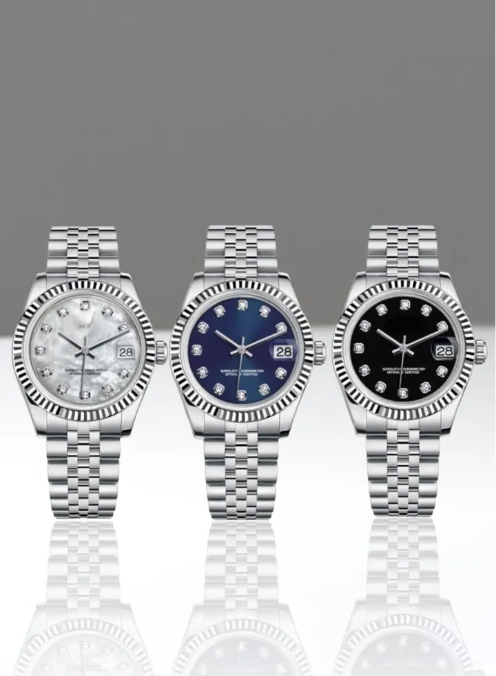 A set of three high-quality waterproof women's watches inspired by the famous Rolex watches