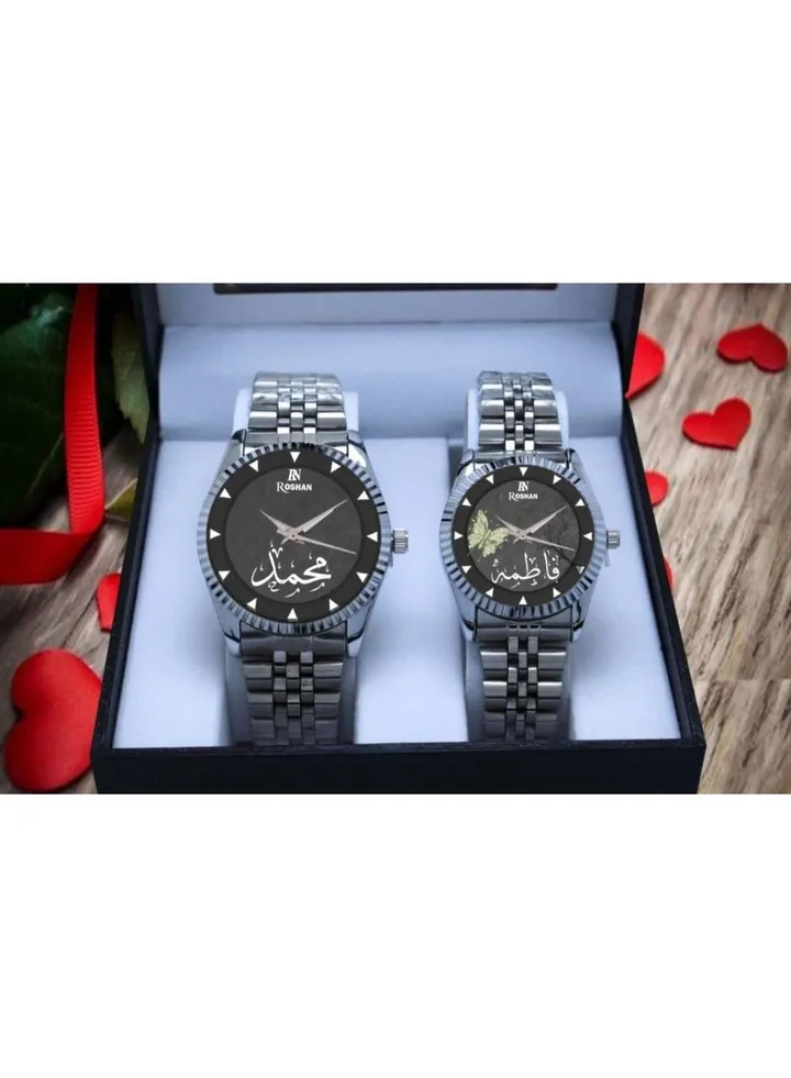 Water Resistant Stainless Steel Analog Couple Watch Set