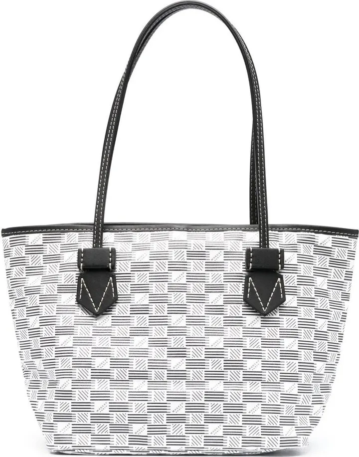 Abstract-Print Leather Tote Bag