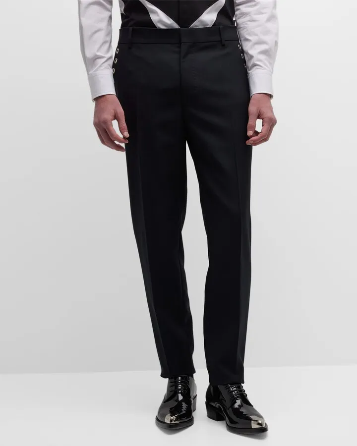 Men's Metal Eyelet Wool Trousers