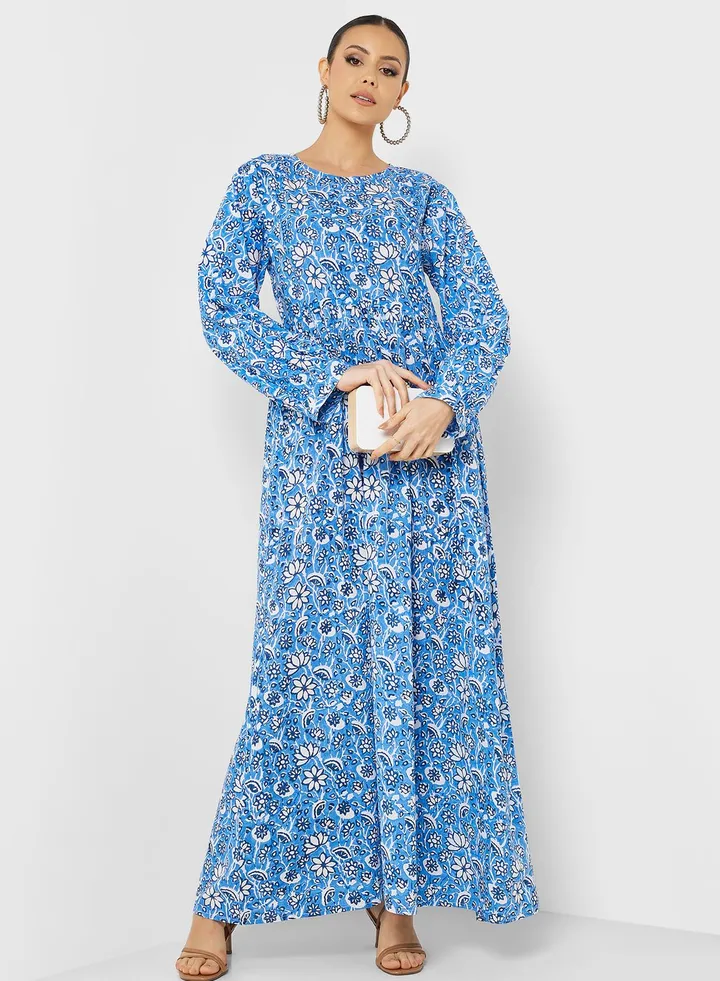 Printed Crew Neck Jalabiya