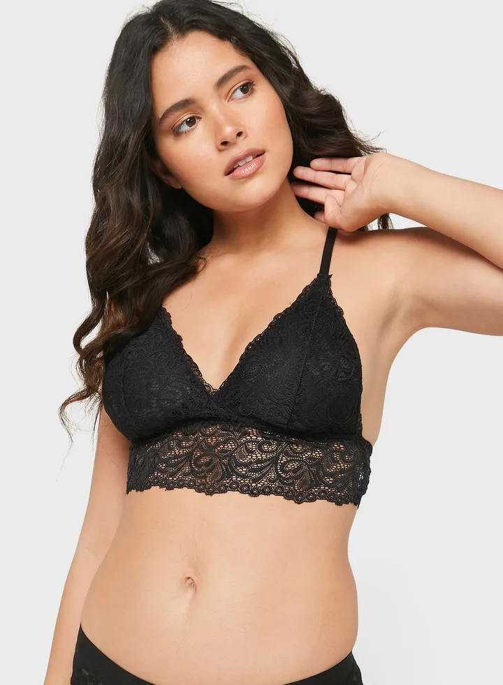 Criss Cross Lace Trim Bralette