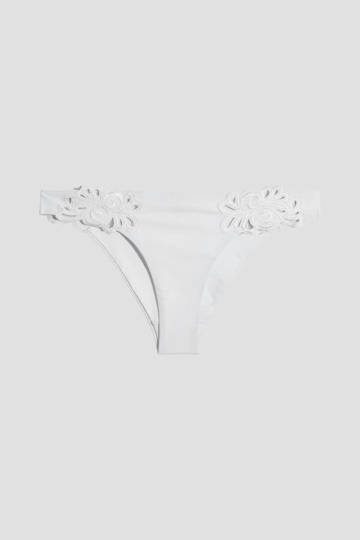 Cilla mesh-trimmed broderie anglaise low-rise bikini briefs