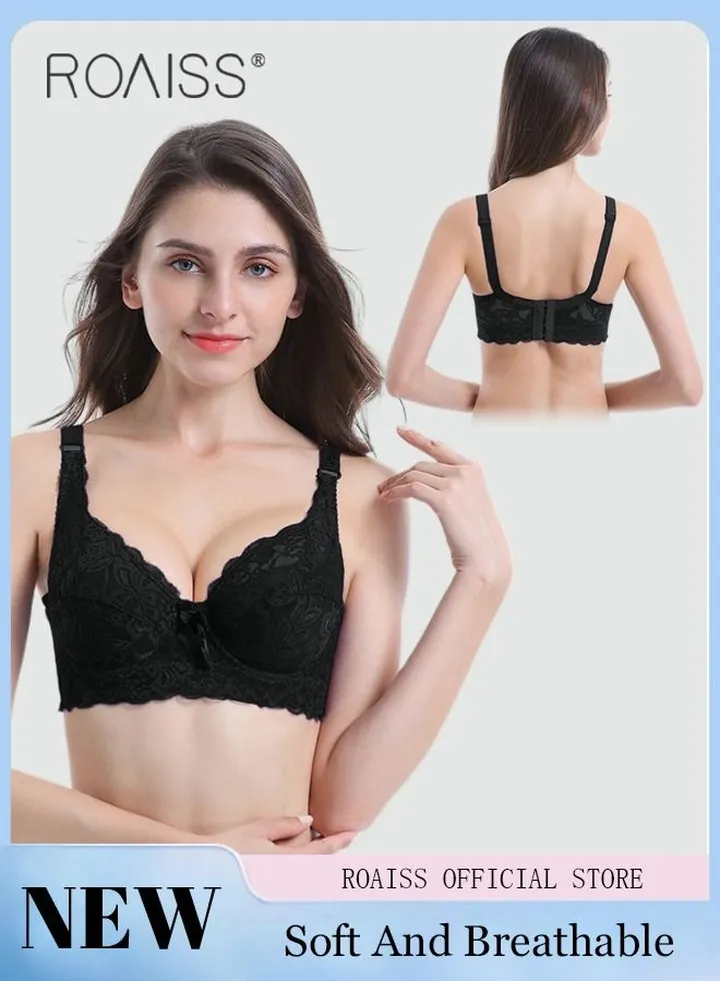 Large Size Women's Charm Lace Bras Push Up Daily Underwire Ultra Thin Three-quarter Cup Bras Leisure Comfort Soft Breathable Underwear Everyday Lingerie