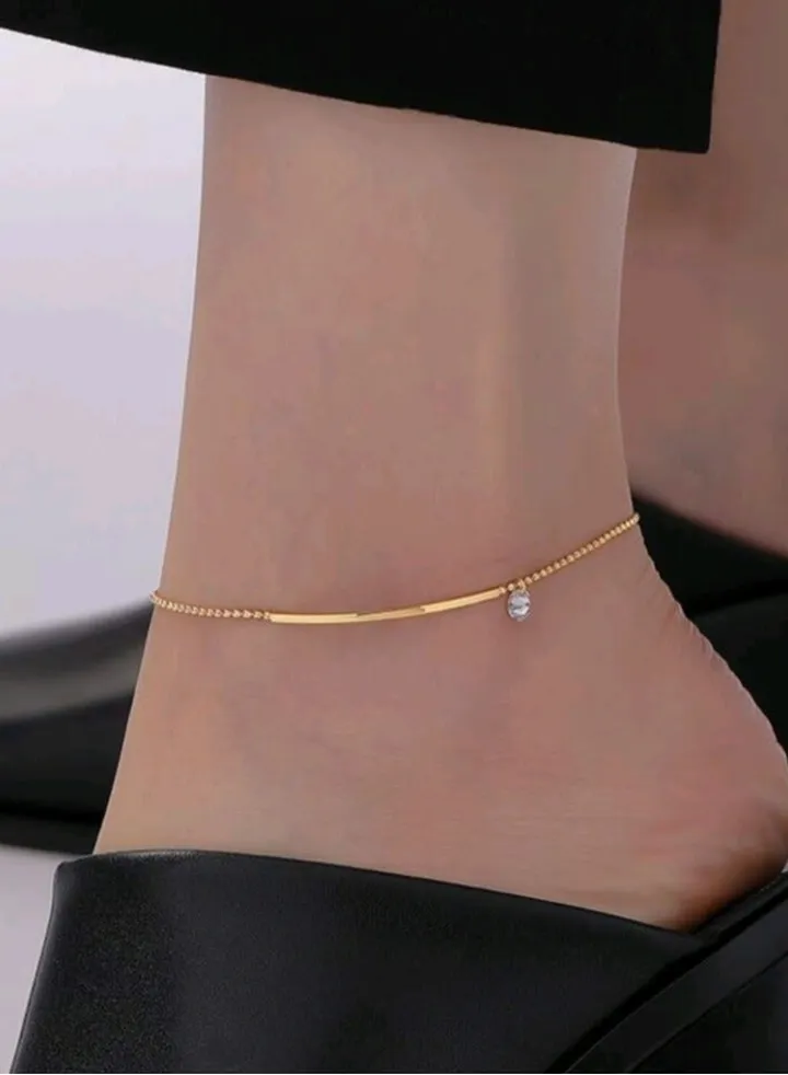 Trendy Stainless Steel Gold Plated Anklet For Women