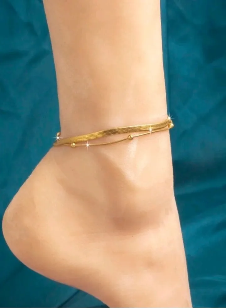 Trendy Stainless Steel Gold Plated Anklet For Women