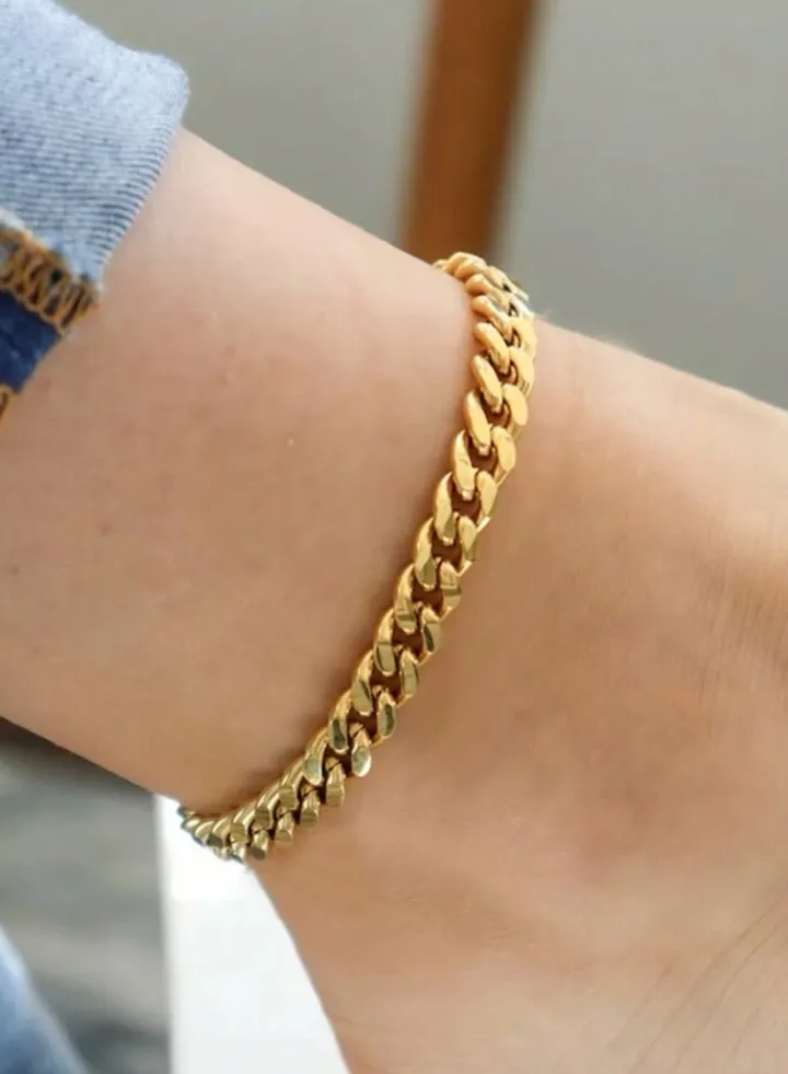 Trendy Stainless Steel Gold Plated Anklet For Women
