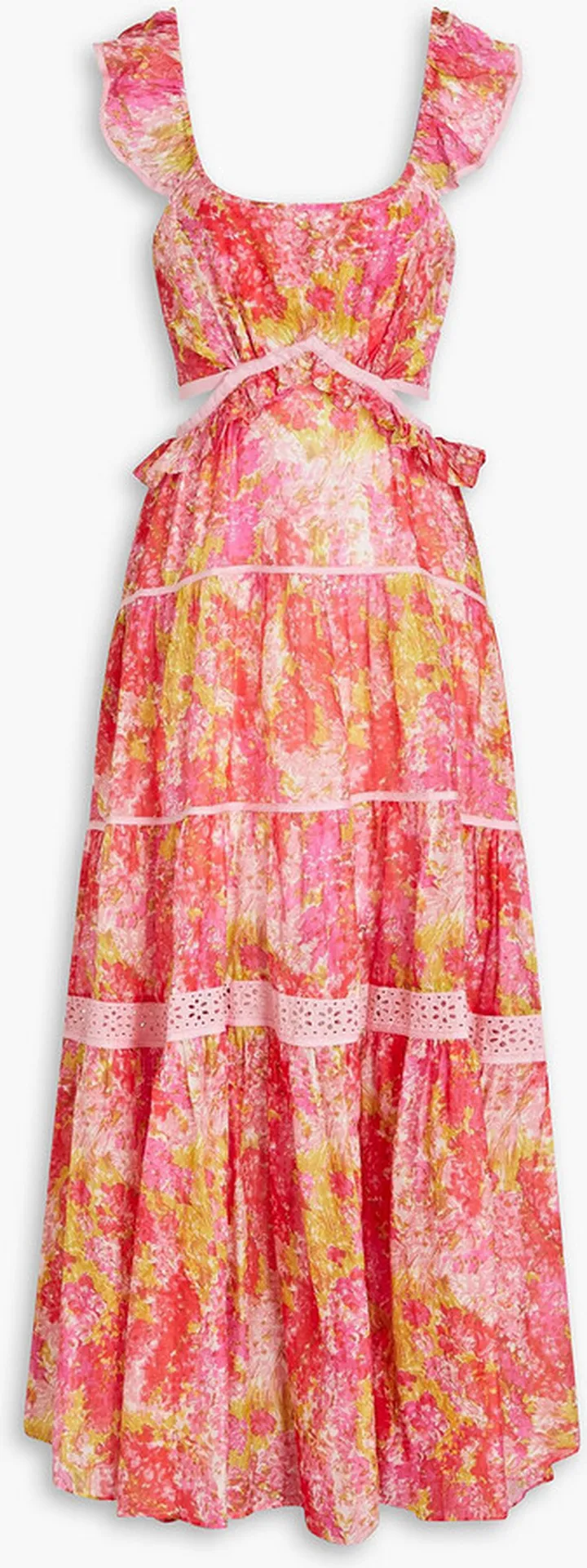 Madsen broderie anglaise-trimmed floral-print cotton and silk-blend dress