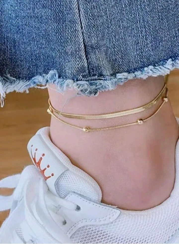 Trendy Stainless Steel Gold Plated Anklet For Women